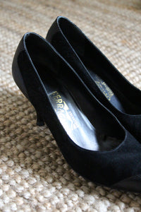 Salvatore Ferragamo Black Suede Heels