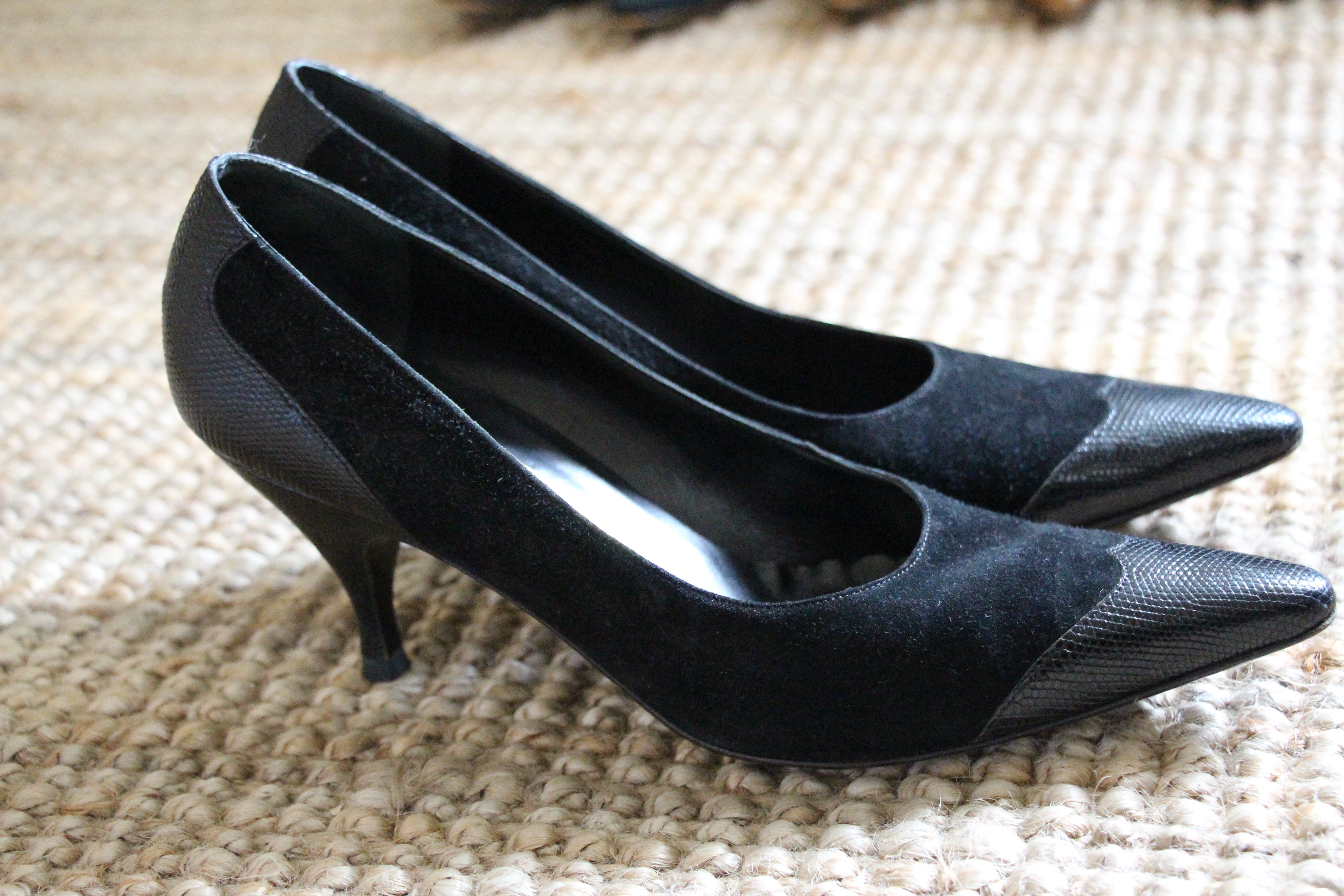 Salvatore Ferragamo Black Suede Heels